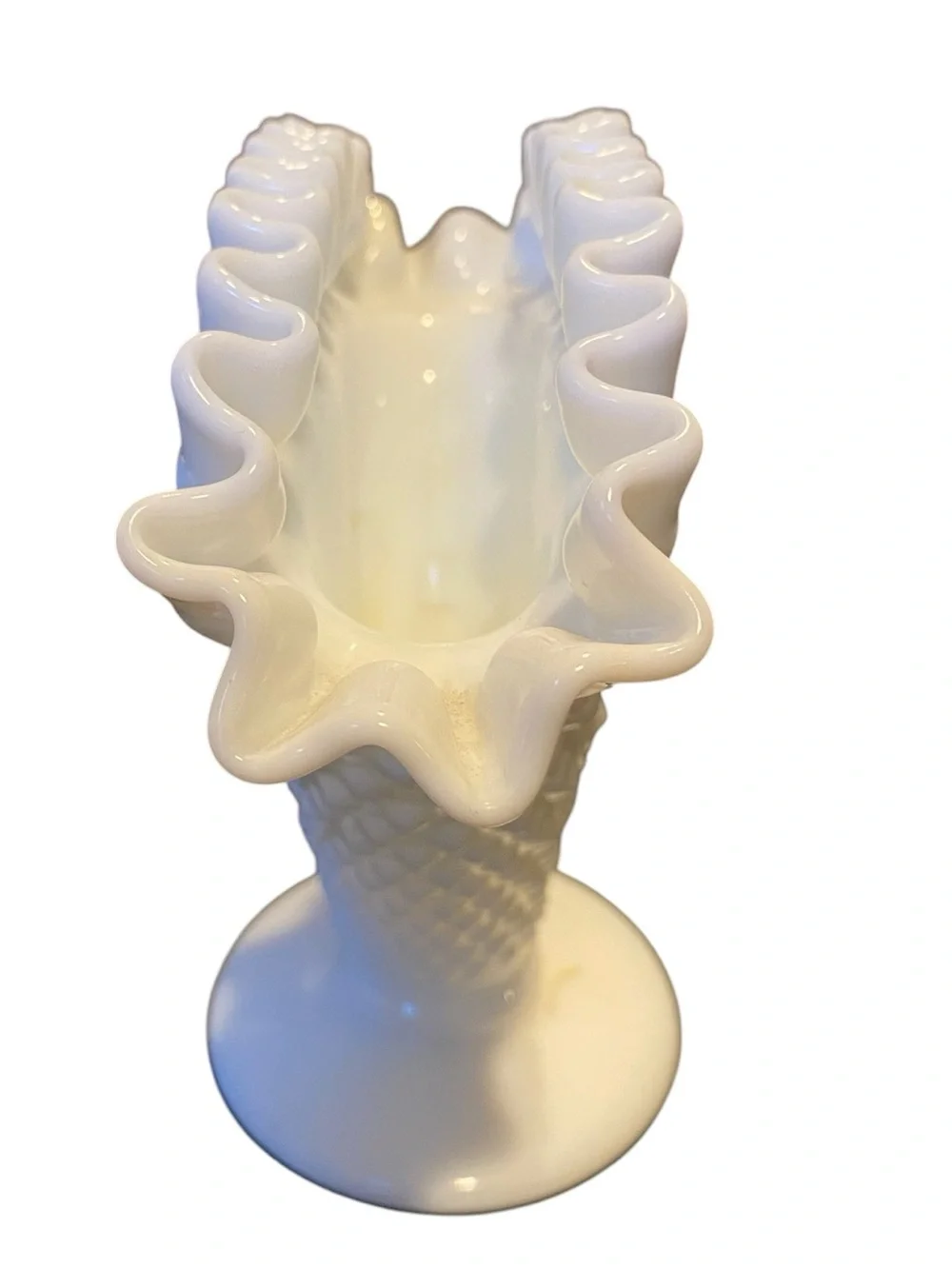 FENTON MILK GLASS FAN VASE